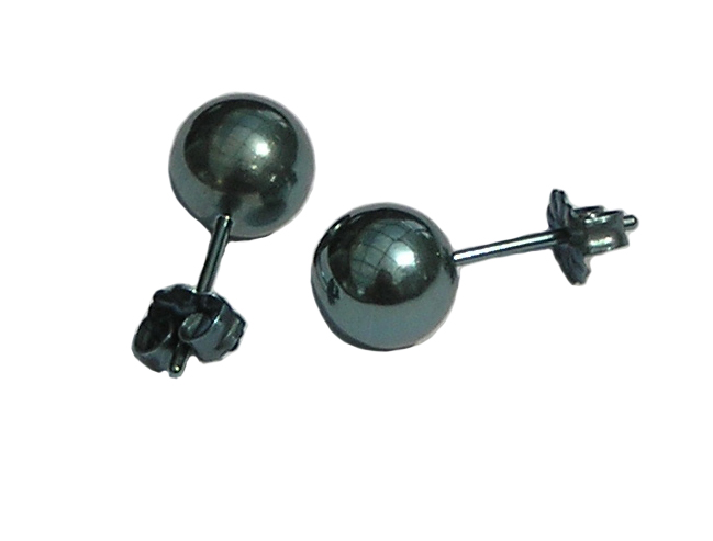8mm titanium ball post earrings anodized Tahitian Pearl