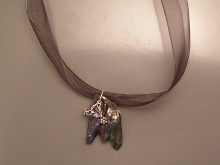 designer freshwater pearl organza ribbon necklace