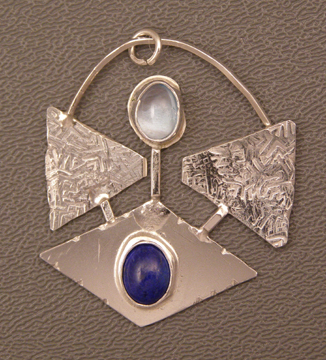 designer lapis and apatite butterfly pendant