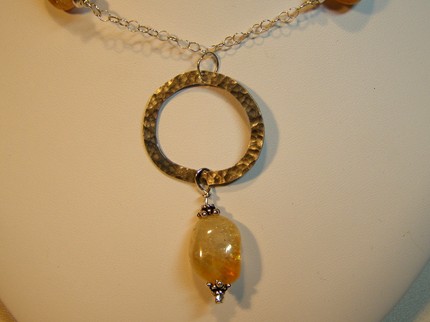 handcrafted designer citrine nugget and sterling silver necklace