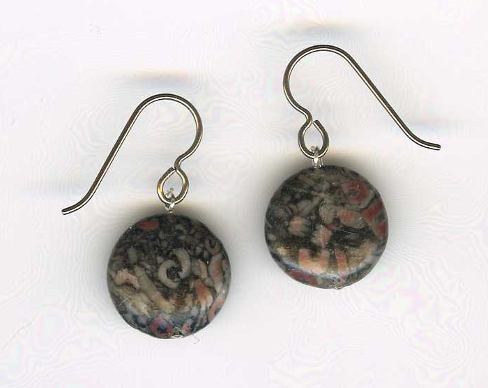 hypoallergenic Fossiliferous jasper bead earrings