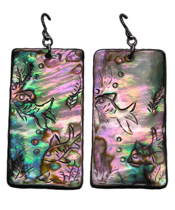 hypoallergenic large abalone pendant earrings