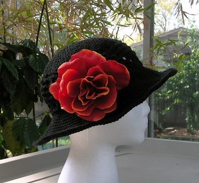 black crochet cotton sun hat