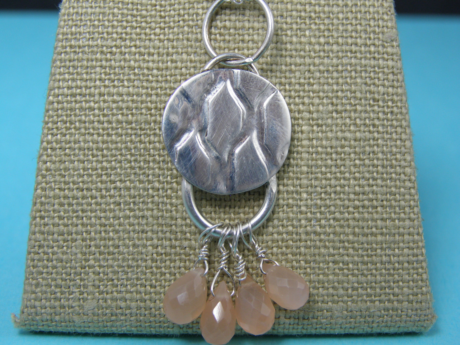 designer peach moonstone briolette necklace