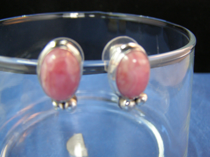 designer rhodochrosite post earrings