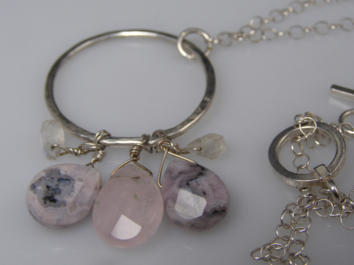 designer rose quartz and amethyst sage necklace