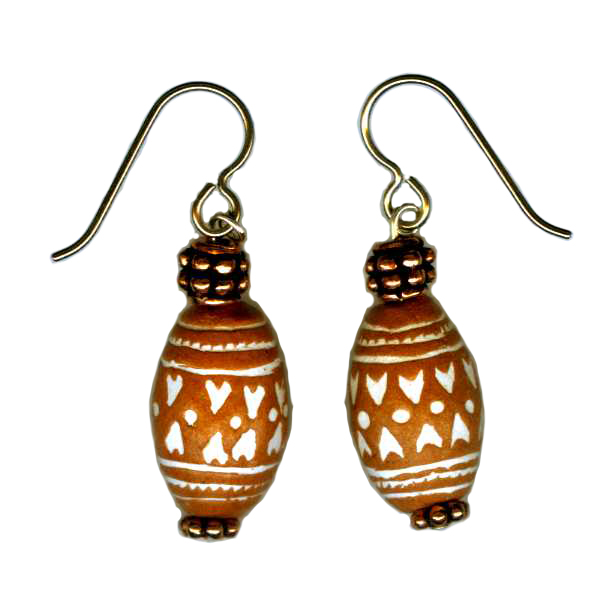 hypoallergenic handpainted pottery bead earrings