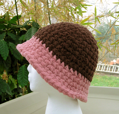 Plush flapper style hand made crocheted hat