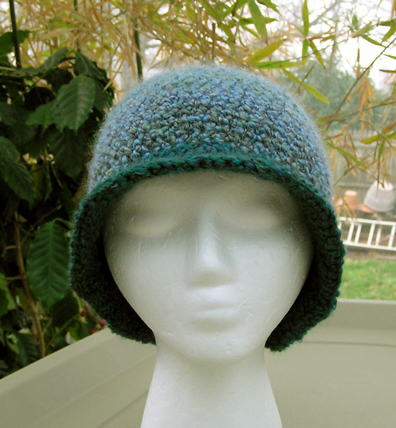Flapper style hand made crocheted hat