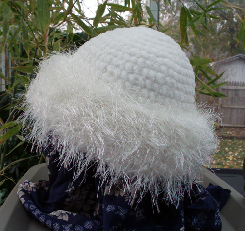 custom basic brim crochet hat side view