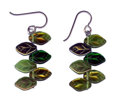 glass leaves earrings
