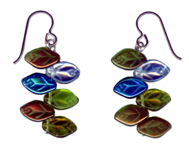 glass leaves earrings