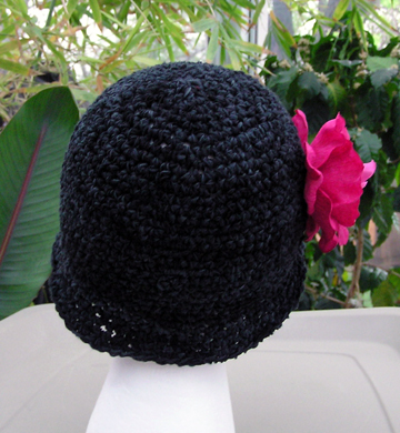 luxury ribbon crochet hat with flower