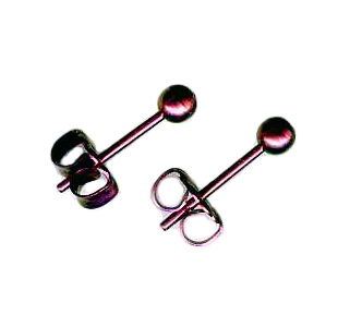 3mm titanium ball post earrings pink