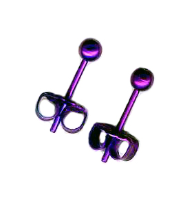 3mm titanium ball post earrings violet