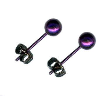 5mm purple titanium earrings