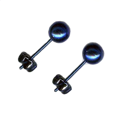 6mm titanium ball post earrings anodized blue