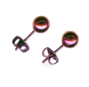 6mm titanium ball post earrings anodized pink