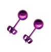 6mm titanium ball post earrings anodized violet