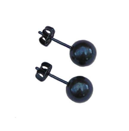 8mm titanium ball post earrings - anodized blue