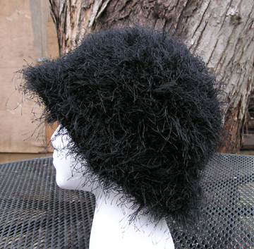 custom faux fur crochet hat side view