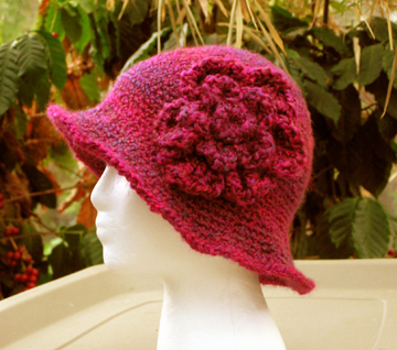 Flapper style hand made crocheted hat