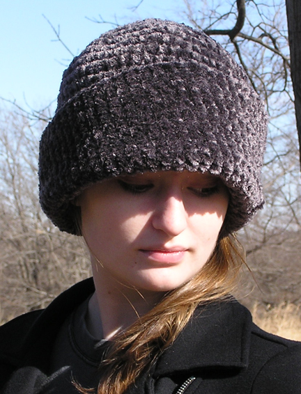 handcrafted chenille basic brim crocheted hat