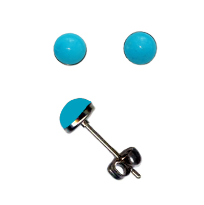 6mm turquoise cab titanium post earrings