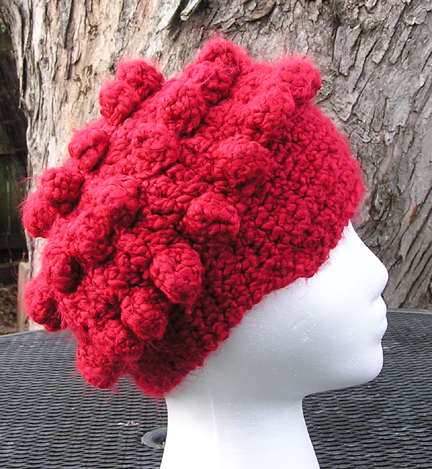 custom soft bubble crochet hat side view