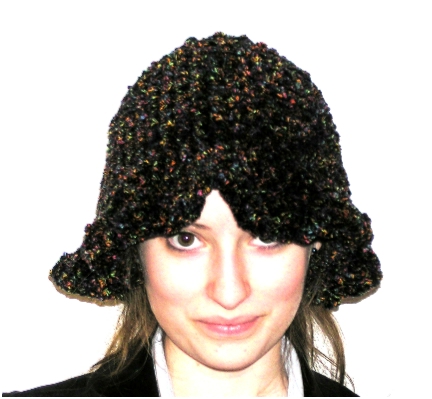 Curly Brim Chenille Crochet Hat