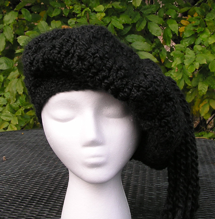 Custom Crochet Beret in black view 1