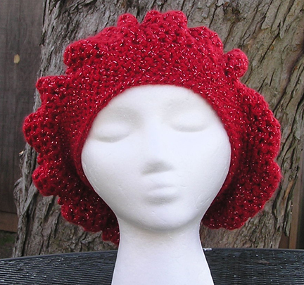 custom eleanor crochet hat in red sparkle