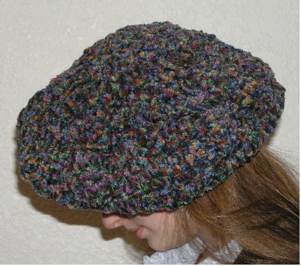 handcrafted chenille crocheted beret