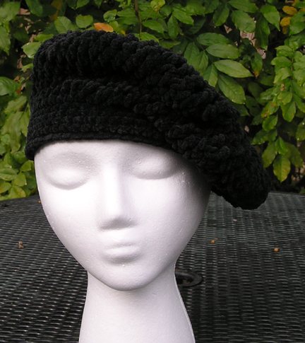chenille beret handcrafted crocheted hat