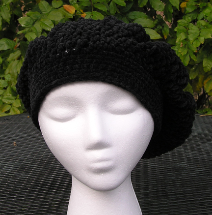 chenille beret style crocheted hat