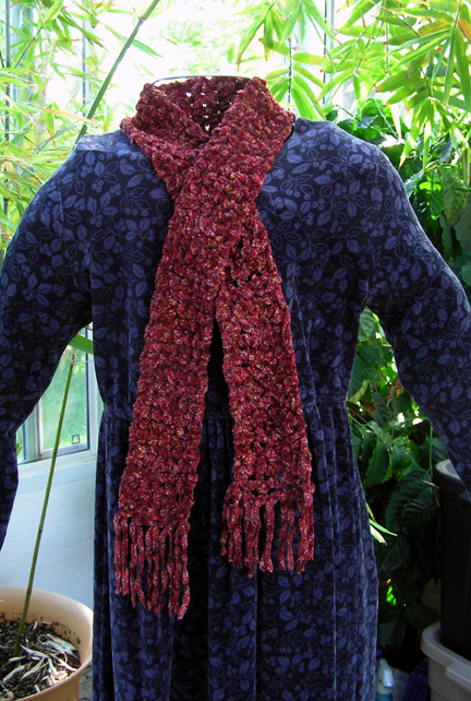 handcrafted chenille crocheted scarf