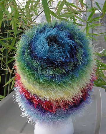 custom eyelash yarn crochet hat