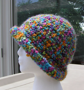 custom boucle yarn crocheted hat