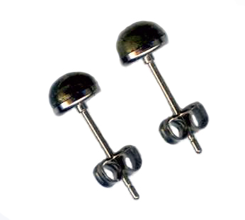 6mm pyrite cab titanium post earrings
