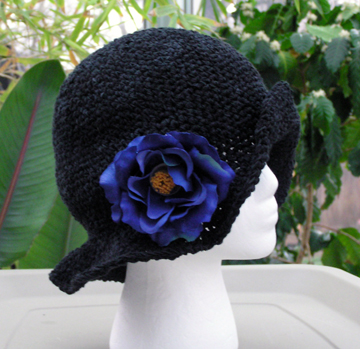 luxury ribbon crochet hat with flower