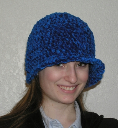 handcrafted chenille flapper style crocheted hat