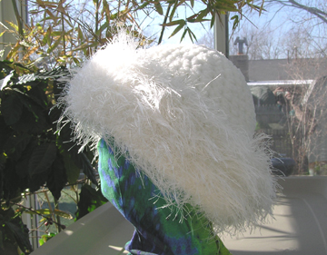 plush winter hat with eyelash yarn brim