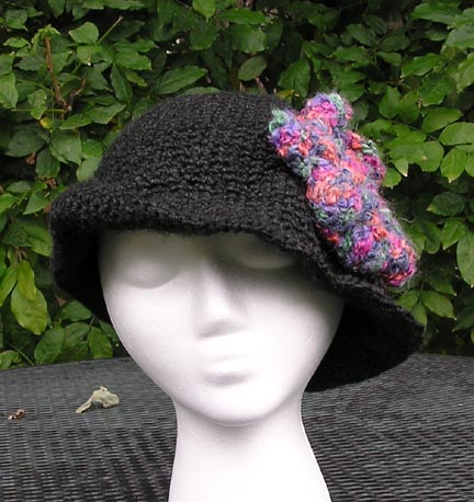 custom crochet hat with zen flower