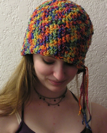 handcrafted fabric yarn crocheted hat
