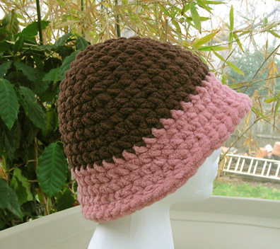 Plush flapper style hand made crocheted hat