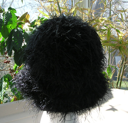 custom faux fur crochet hat side view